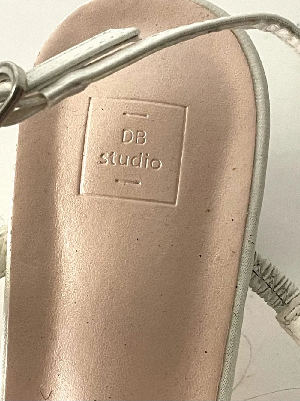 David's Bridal Two Strap Pearl and Crystal Block Heel Sandals 7.5
